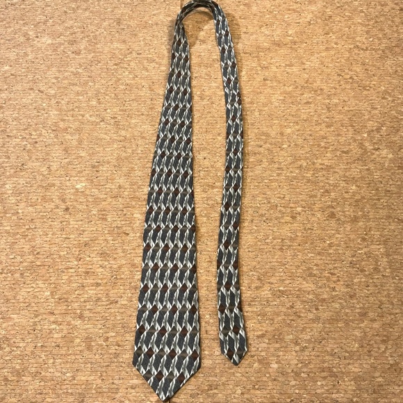 Fabio Fazio Silk Tie Italy Geometric Diamond Pattern Luxury Menswear - Picture 6 of 10